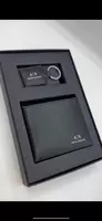 Подарочный набор Armani: портмоне и брелок из чёрной кожи