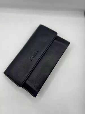 Чёрное портмоне Cantlor из эко-кожи