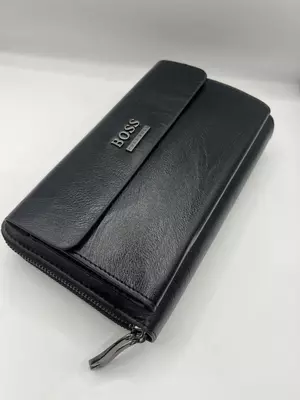 Чёрное портмоне Hugo Boss из эко-кожи