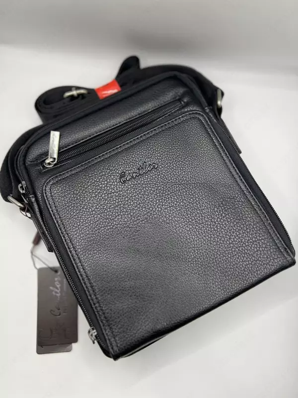 Чёрная сумка через плечо Cantlor из эко-кожи