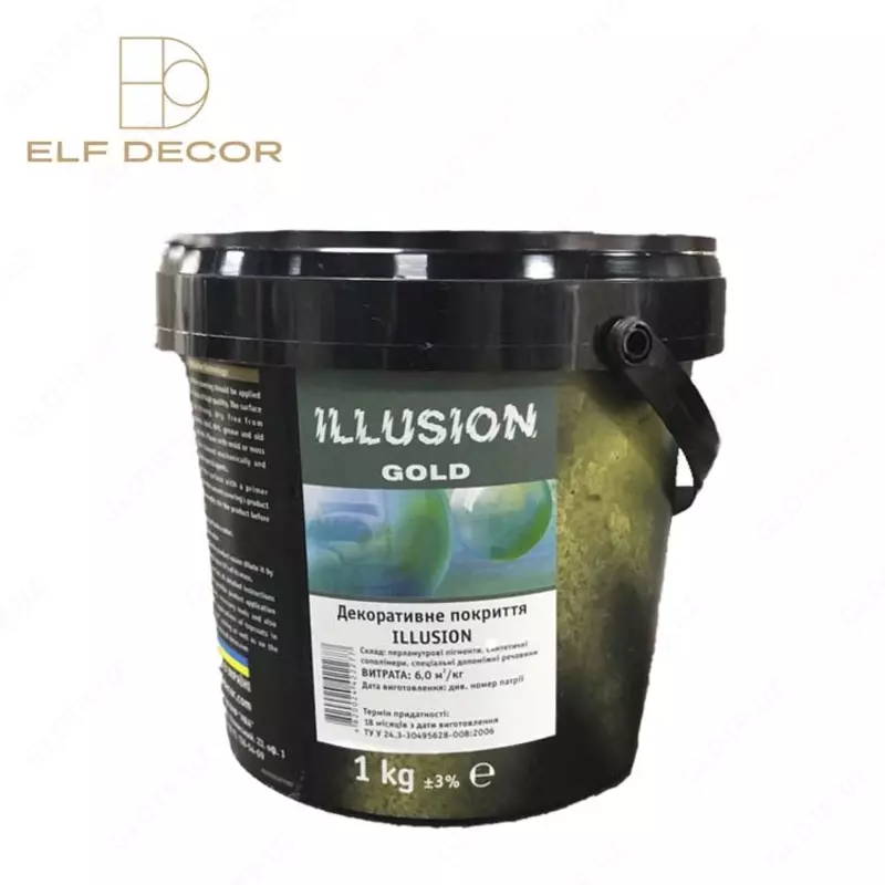 Декоративная краска Illusion Gold  для золочения в интерьере и создания акцентных стен и фрагментов