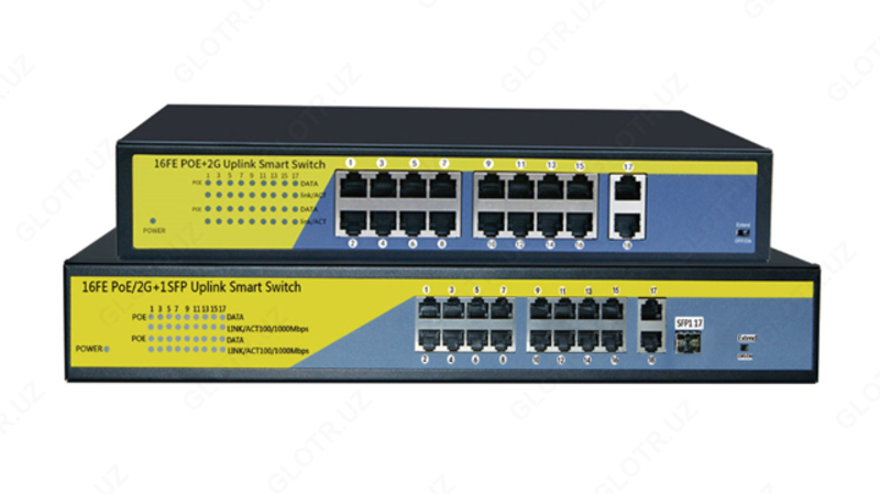  PoE коммутатор 16+2 + 1 SFP порт (10/100/1000 мбит/с ) - 
