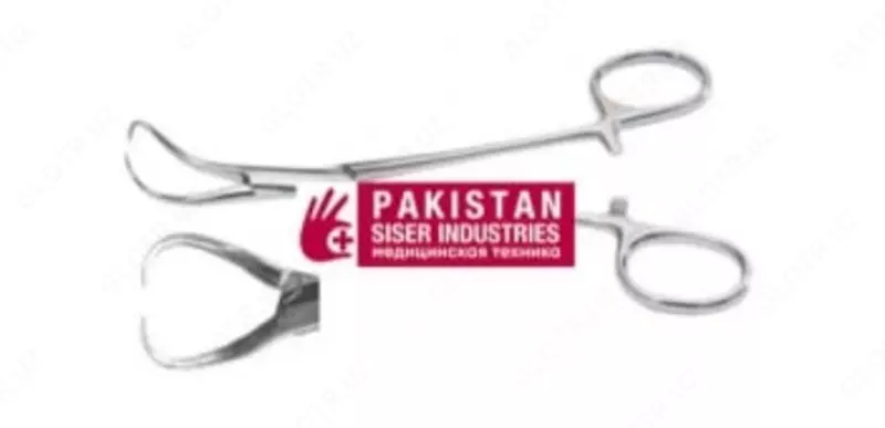 Зажим для операционного белья  с кремальерой (цапка) 150 мм