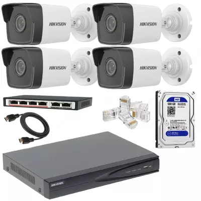 4 kamerali  4 kamerali "Hikvision" 4MP uchun tayyor IP-kuzatuv to