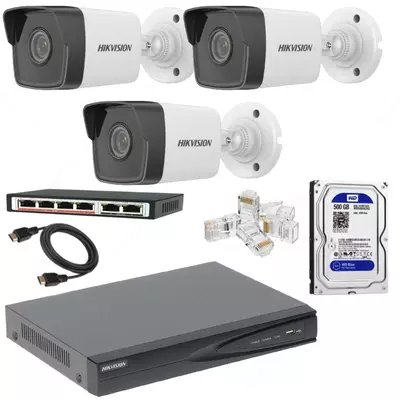 Готовый комплект IP-Видеонаблюдения на 3 камеры "Hikvision" 4мпх