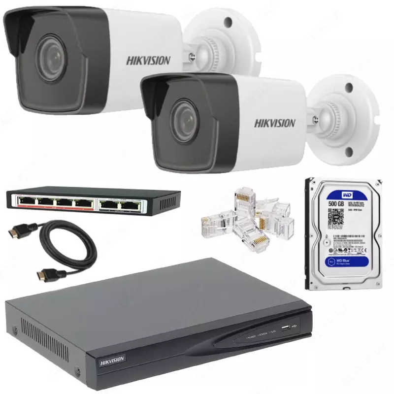 Готовый комплект IP-Видеонаблюдения на 2 камеры "Hikvision" 4мпх