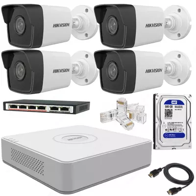 4 ta kamera uchun tayyor IP-kuzatuv to'plami "Hikvision" 2 mpx