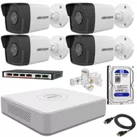 4 ta kamera uchun tayyor IP-kuzatuv to'plami "Hikvision" 2 mpx