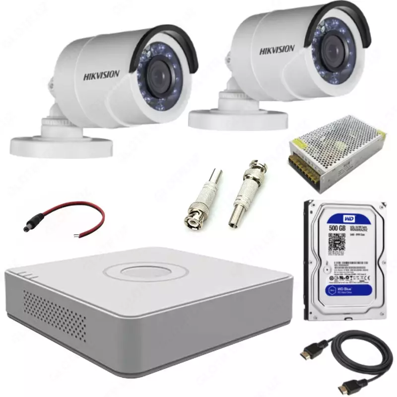 Готовый комплект HD-Видеонаблюдения на 2 камеры "Hikvision" 2мпх