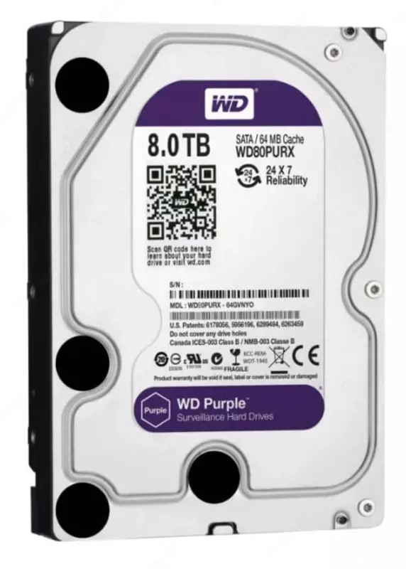 Жесткий диск Dahua Surveillance "Western Digital WD Purple" 8 ТБ (WD80PURX) Оригинал - 2 335 000 сум