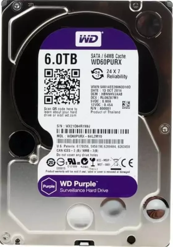 Жесткий диск "Western Digital WD Purple" 6 ТБ (WD60PURX-78)
