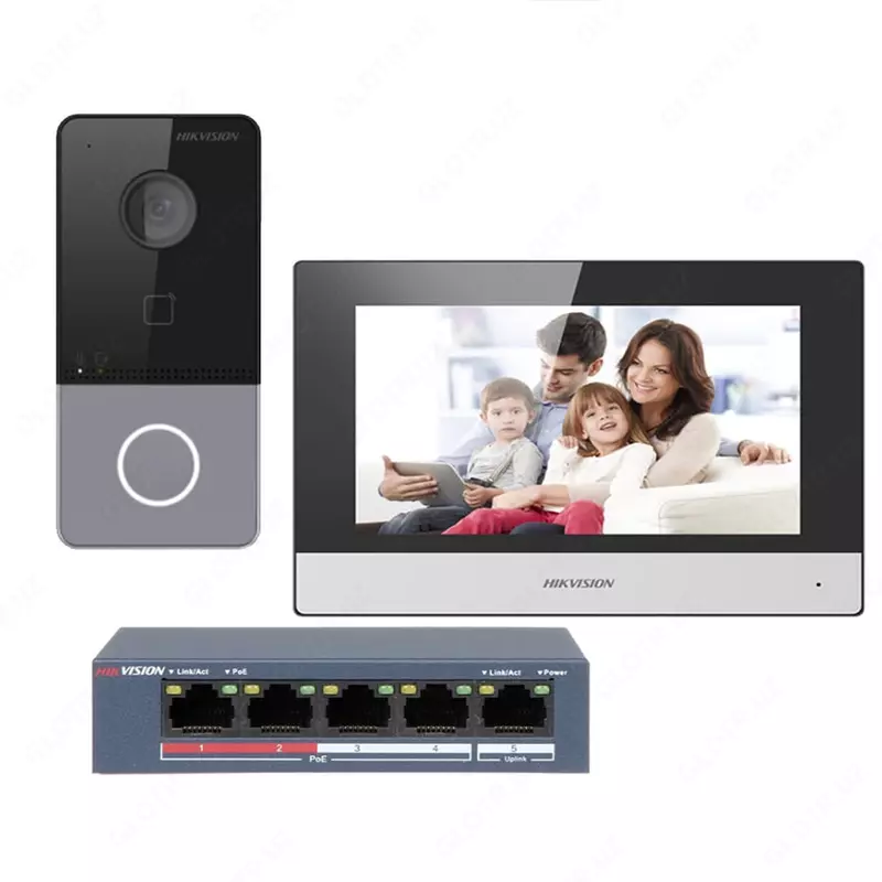 Комплект видеодомофона "Hikvision DS-KIS602" (Wi-Fi)