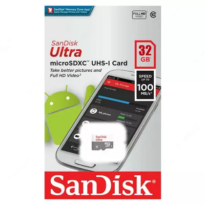 Карта памяти "SanDisk Ultra" micro SDHC/micro SDXC UHS-I 32GB (Арт - SDSQUA4-032G-GN6MA)