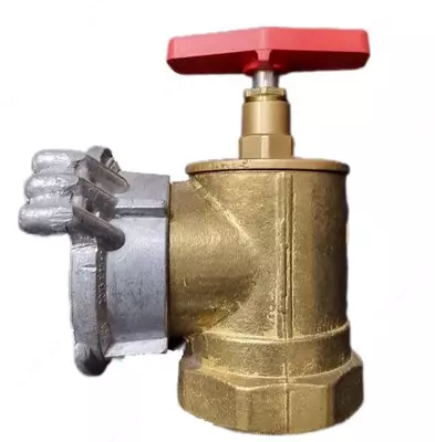 Пожарный рукавной Вентиль 90 град. — Кран угловой 65 (Латунь) Россия