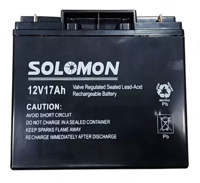 Гелевый Аккумулятор Solomon -12v17AH (Свинцово-кислотный) Черный
