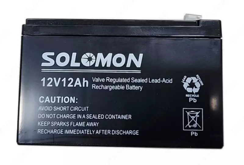 Гелевый Аккумулятор Solomon -12v12AH (Свинцово-кислотный) Черный