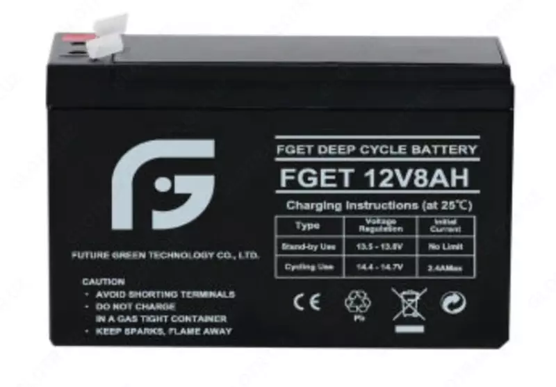 Аккумулятор FGET-12v 8AH (Свинцово-кислотный) Черный