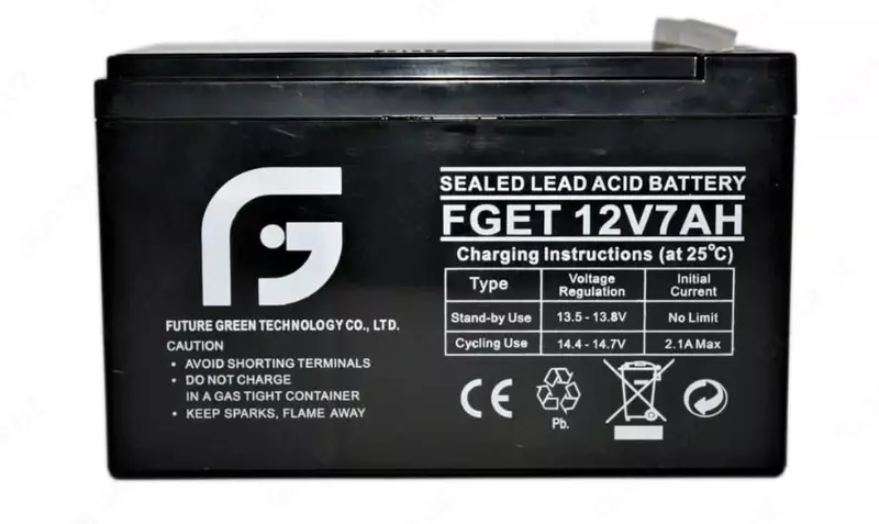 Аккумулятор FGET-12v 7AH (Свинцово-кислотный) Черный