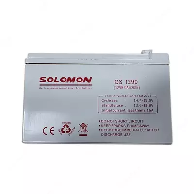Гелевый Аккумулятор Solomon GS1290 -12v 9AH (Свинцово-кислотный) Белый - 115 000 сум / шт.