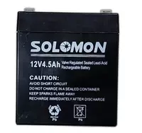 Гелевый Аккумулятор Solomon -12v 4.5AH (Свинцово-кислотный) Черный