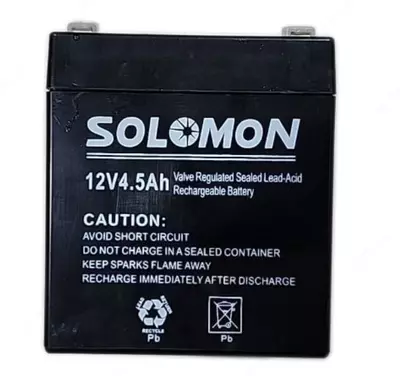 Гелевый Аккумулятор Solomon -12v 4.5AH (Свинцово-кислотный) Черный
