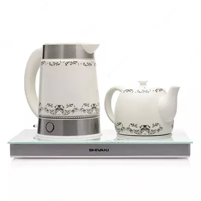 Электрический чайный набор Shivaki TM-8113W, из керамики, 1900Вт, 1.7л, 1 год гарантии