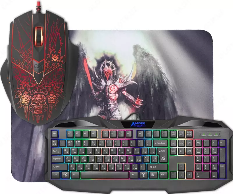 Игровой набор Defender Anger MKP-019 RU, мышь+клавиатура+ковер