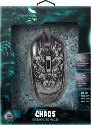 Проводная игровая мышь Defender Chaos GM-033 оптика,4кнопки,2400dpi