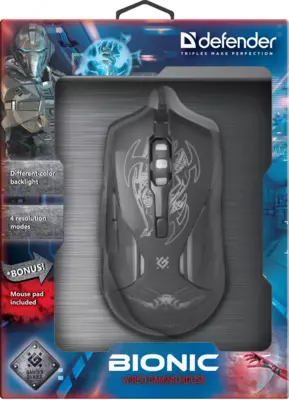 Проводная игровая мышь Defender Bionic GM-250L оптика,6кнопок,800-3200dpi