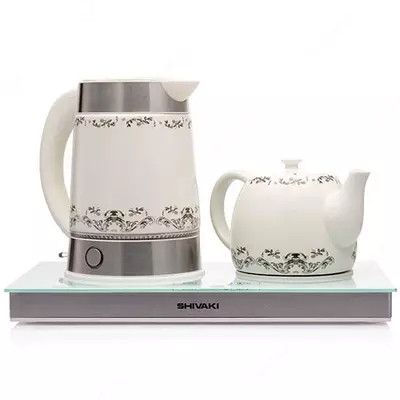Электрический чайный набор Shivaki TM-8113W, из керамики, 1900Вт, 1.7л, 1 год гарантии