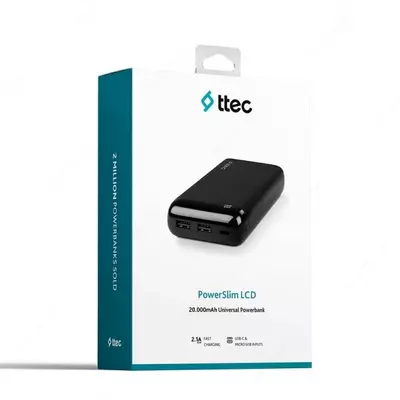 Универсальная мобильная батарея Ttec 20000mAh PowerSlim Black (2BB184S)
