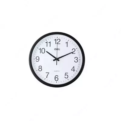 Часы настенные, круглые (черные) диаметр 30 Deli 9005