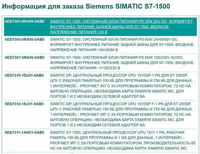 Siemens S7-1500 Программируемый контроллер