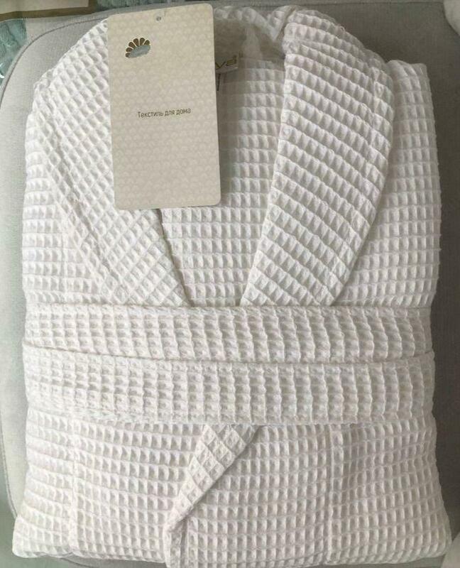 Erkaklar uchun katta o'lchamdagi vafli xalat (oq)