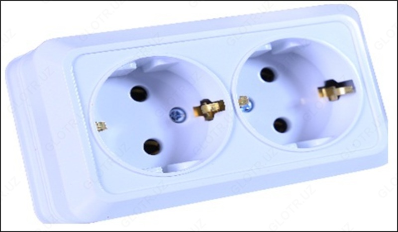 Розетка 2 с заземлением Du-46 - 12 110 сум