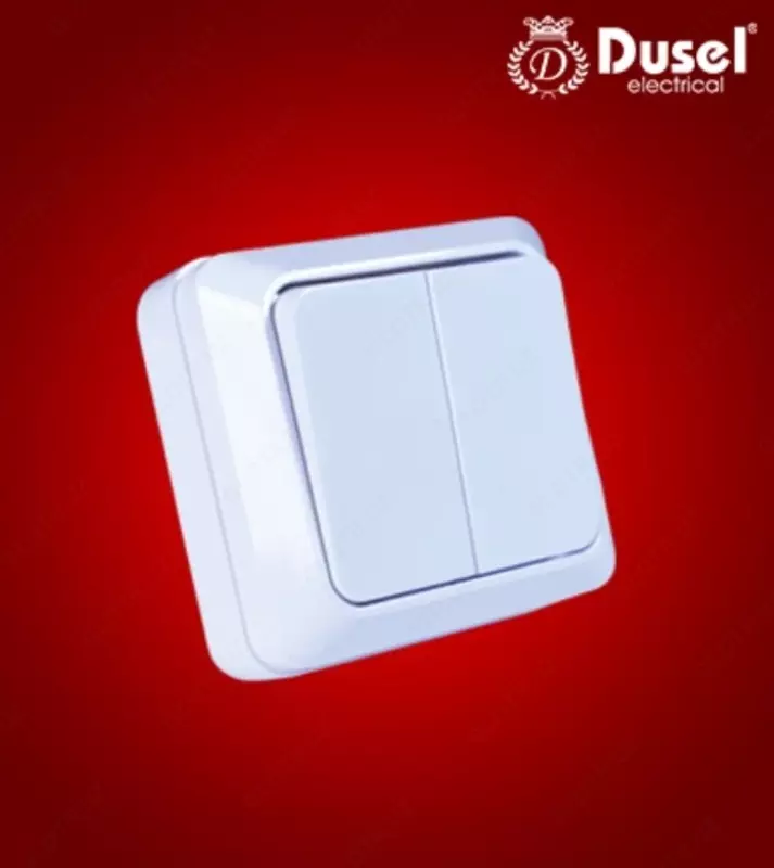 Наружный двухклавишный выключатель Dusel Du-15