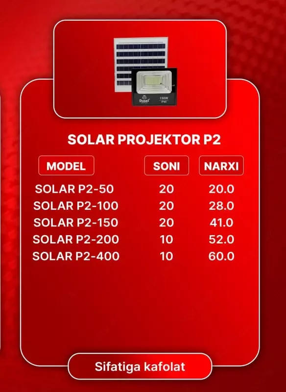 Светодиодный прожектор SOLAR P2-50 - 239 801.8 сум
