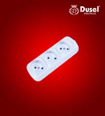 Колодка-розетка для удлинителя (3 гнезда) "Dusel" Messi DU-50, без заземления (Белая)