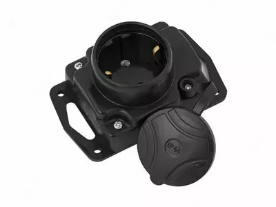 Portativ bitta rozetka (rezina) "Dusel" Du-111, 16A, 250B, IP44, topraklama bilan, qopqoq (Qora)