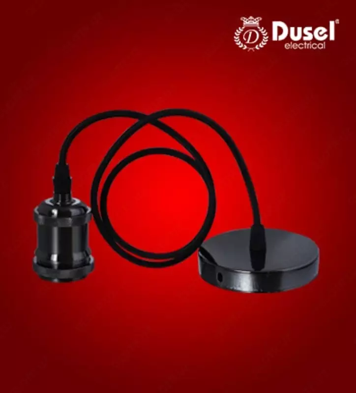 Декоративный патрон (круглый) "Dusel" Е27, 60 Вт, алюминий (Black)