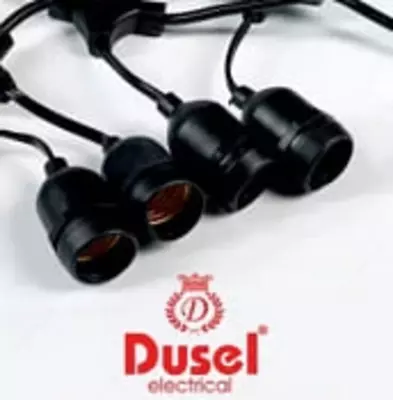 Elektr patronlaridan dekorativ gulchambar "Belt-light" (10 sm / 20 dona) "Dusel" E27, 60 Vt, uzunligi 50 sm (Qora)