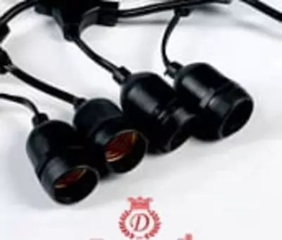 Elektr patronlaridan dekorativ gulchambar "Belt-light" (10 sm / 20 dona) "Dusel" E27, 60 Vt, uzunligi 50 sm (Qora)