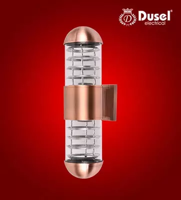 Devor uchun qandil "Dusel" Luxury 001, E27x2, IP54, metall/shisha (Qizil bronza) YANGI