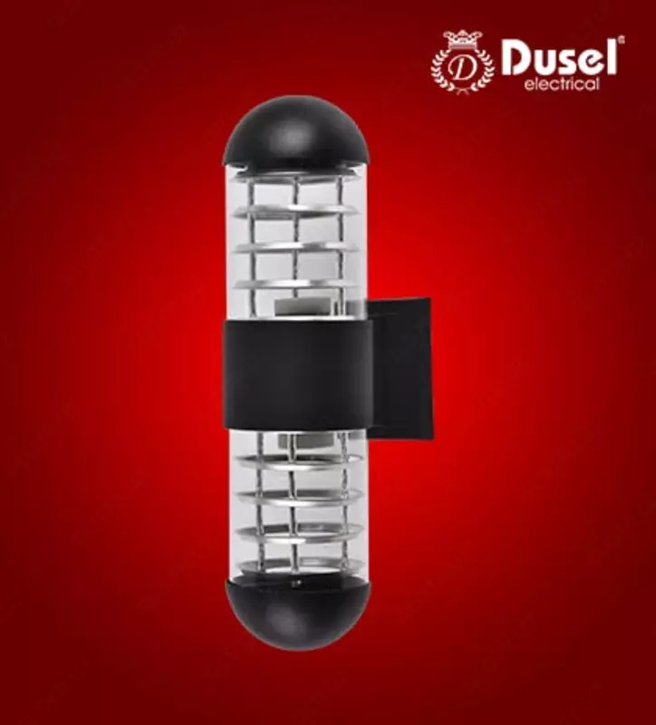 Devor uchun qandil "Dusel" Luxury 003, E27x2, IP54, metall/shisha (qum qora) YANGI
