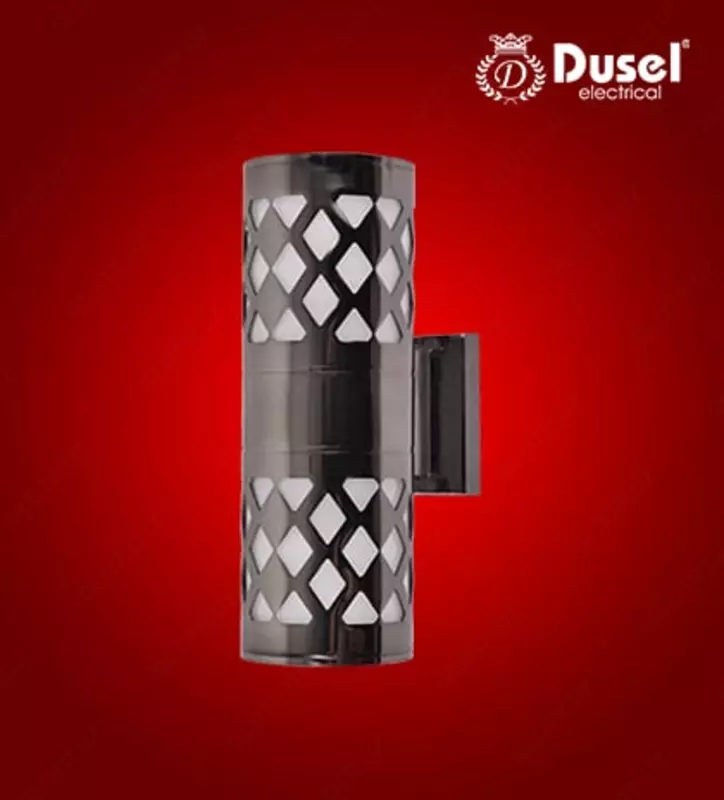 Devor uchun qandil "Dusel" Luxury 023, E27x2, IP54, metall/shisha (qora qurol) YANGI