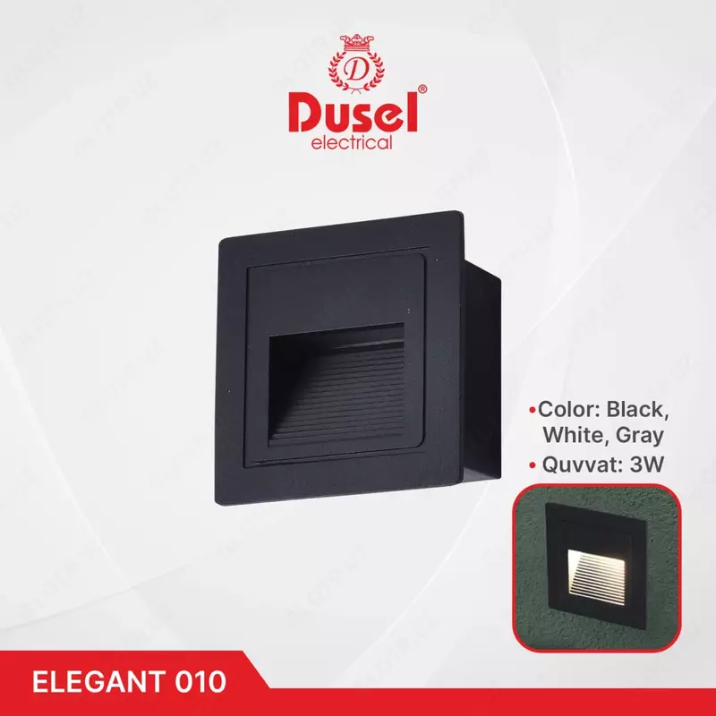 Настенный бра-светильник "Dusel" Elegant 010, 3W, 3500К, 110-265 В (Black, White, Gray)