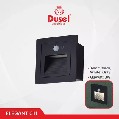 Настенный бра-светильник "Dusel" Elegant 011, 3W, 3500К, 110-265 В (Black, White, Gray)