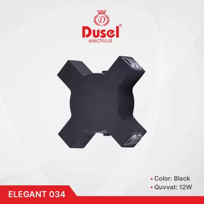 Devor chiroqlari "Dusel" Elegant 034, 12W, 3500K, 110-265 V (qora)