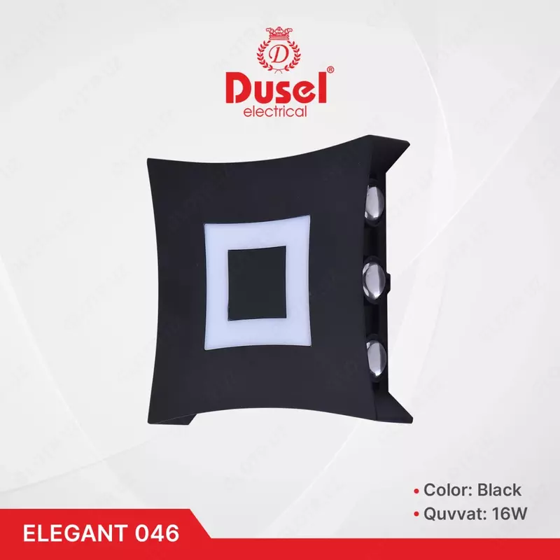 Devor chiroqlari "Dusel" Elegant 046, 16W, 3500K, 110-265 V (qora)