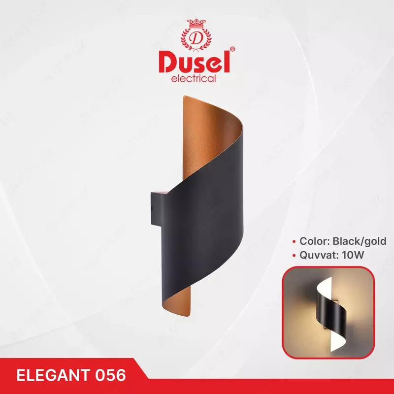 "Dusel" devor lampasi Elegant 056, 10W, 3500K, 110-265 V (qora/oltin)